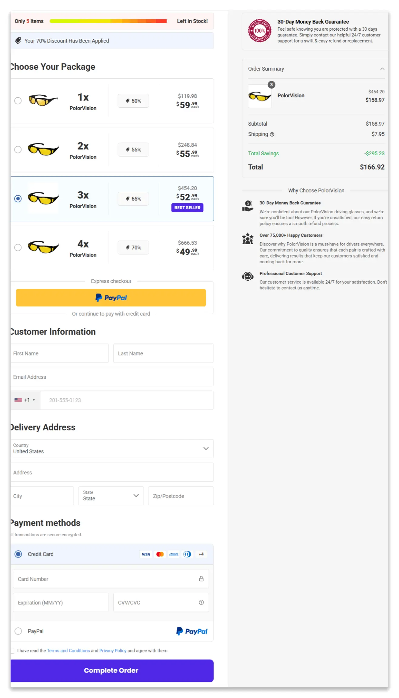 PolorVision Secure Checkout Page